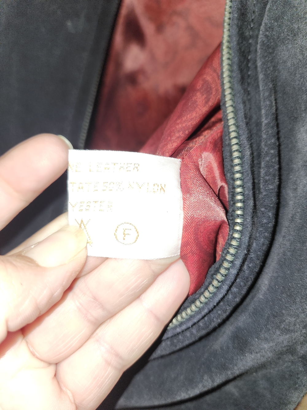 Ssatori Vintage Colorblock Leathet Bomber Jacket in Maroon, Teal & Black MED - Picture 7 of 11